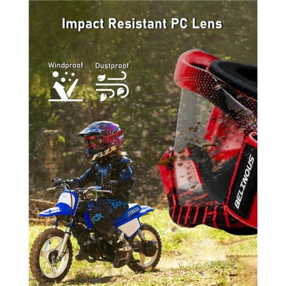 Kids Riding Goggles ATV Dirt Bike Motorcycle Motocross MX Youth UV Protection - Picture 4 of 7